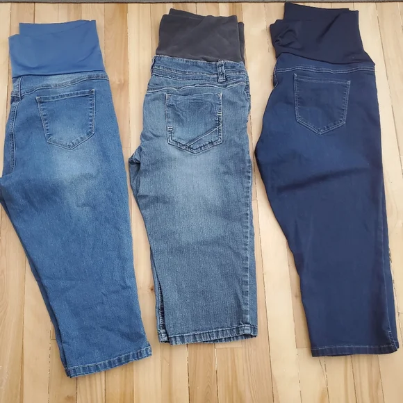 Lot of 3 Maternity denim capri pants - Picture 1 of 7